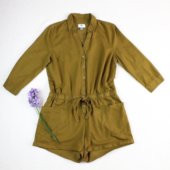 Old Navy Pants - OLD NAVY Olive Brown 3/4 Sleeve Vacation Romper
